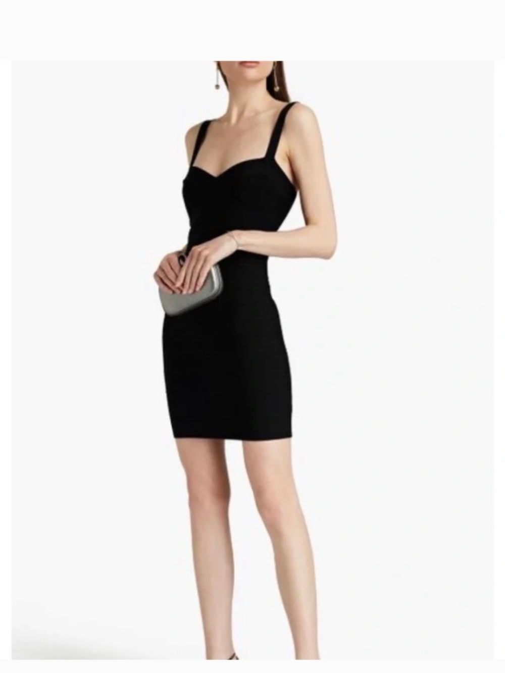 Herve Leger Icon Bandage Sweetheart Neck Mini Dress Black Size Small, NWT!